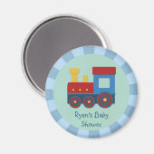 Aimant Baby Boy Shower : Train Jaune, Rouge & Bleu (Recto/Verso)