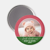 Aimant Baby First Christmas - Pois rouges (Recto/Verso)