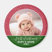 Aimant Baby First Christmas - Pois rouges (Devant)