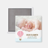 Aimant Baby in Pink Balloon Baby Birth Annonces (Recto/Verso)