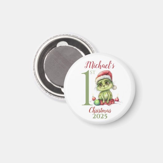 Aimant Baby’s First Christmas Ornament with Cute Grinch (Recto/Verso)