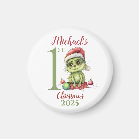 Aimant Baby’s First Christmas Ornament with Cute Grinch (Devant)