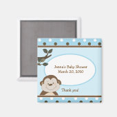 Aimant Baby shower Bambino mignon Singe bleu Faveur (Recto/Verso)