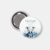 Aimant Baby shower bleu éléphant (Recto/Verso)