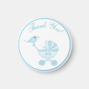 Aimant Baby shower bleu Merci