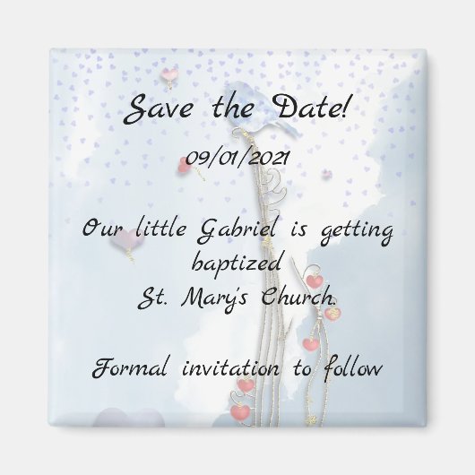 Aimant Baby shower Bluebird (Devant)