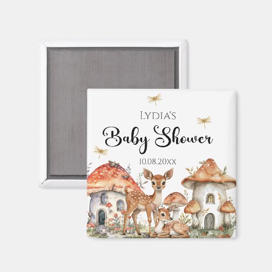 Aimant Baby shower Boho Woodland Forest Animaux (Recto/Verso)