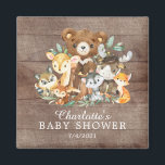 Aimant Baby shower Boys Woodland Friends<br><div class="desc">Les plus doux petits animaux boisés posés sur un arrière - plan de bois rustique. Disponible dans notre boutique pour un baby shower pour filles. Visitez notre boutique pour voir toute notre collection de baby showers d'amis boisés.</div>