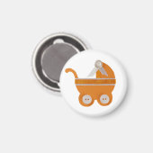 Aimant Baby shower chariot orange (Recto/Verso)