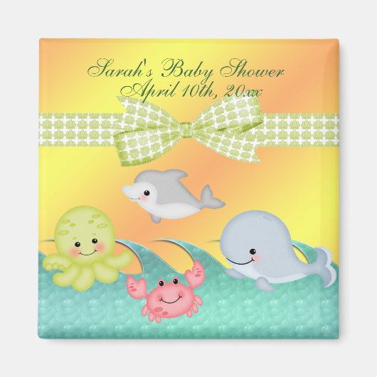 Aimant Baby shower Cheery Baby Sea Creats (Devant)