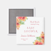 Aimant Baby shower Chic Aquarelle de coin Fleurs (Recto/Verso)