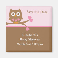 Baby shower Chouette rose Enregistrer la date