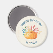 Aimant Baby shower Citrouille orange Aquarelle STD (Recto/Verso)