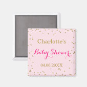 Aimant Baby shower Confetti de Parties scintillant or ros (Recto/Verso)