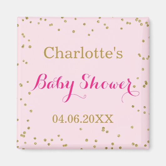 Aimant Baby shower Confetti de Parties scintillant or ros (Devant)