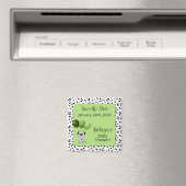 Aimant Baby shower dalmate vert Enregistrer la date (In Situ (Lave-vaisselle))