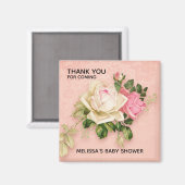 Aimant Baby shower de bouquet rose et blanc (Recto/Verso)