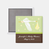 Aimant Baby shower de la cigogne - Vert/Brown (Recto/Verso)