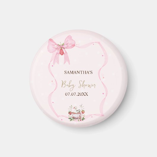 Aimant Baby shower de la fraise, de l'oie, des points du  (Devant)