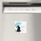 Aimant Baby shower de maman parapluie bleu (In Situ (Lave-vaisselle))