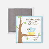 Aimant Baby shower de nids d'oiseaux bleus (Recto/Verso)