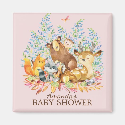 Aimant Baby shower des animaux de bois Favoriser l'aimant (Devant)