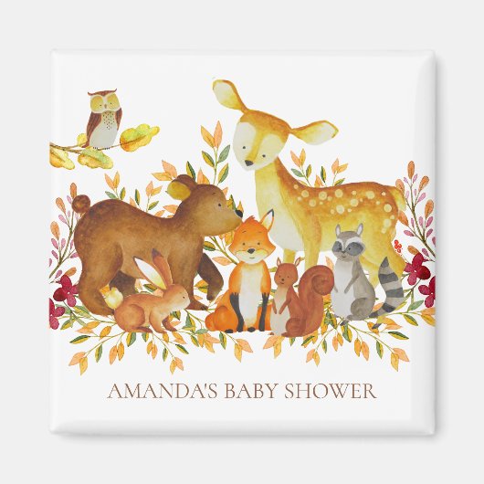 Aimant Baby shower des animaux de bois Favoriser l'aimant (Devant)