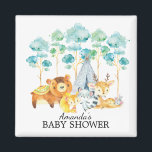 Aimant Baby shower des animaux des bois tribaux privilégi<br><div class="desc">De mignons animaux tribaux en bois pour une douche pour bébé garçon. Notre jolie scène forestière avec un ours,  un cerf,  un renard,  un raton laveur et une souris. Objets correspondants disponibles dans notre boutique.</div>