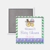 Aimant Baby shower Emerald Green Chevron (Recto/Verso)
