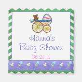Aimant Baby shower Emerald Green Chevron (Devant)