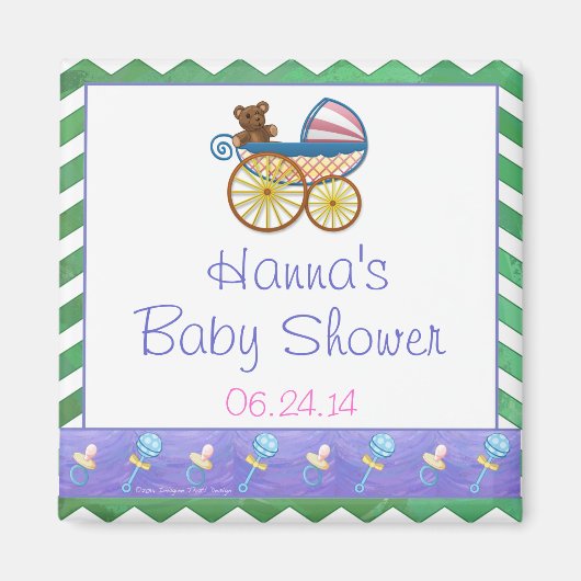 Aimant Baby shower Emerald Green Chevron (Devant)