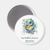 Aimant Baby shower Feuille Dinosaur Oeuf Cute Aquarelle (Recto/Verso)