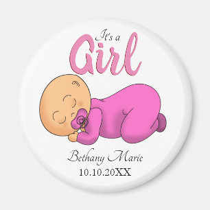 Aimant Baby Shower Fille Endormie