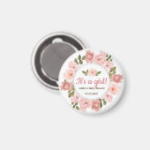 Aimant Baby shower floral de couleur Rose clair (Recto/Verso)