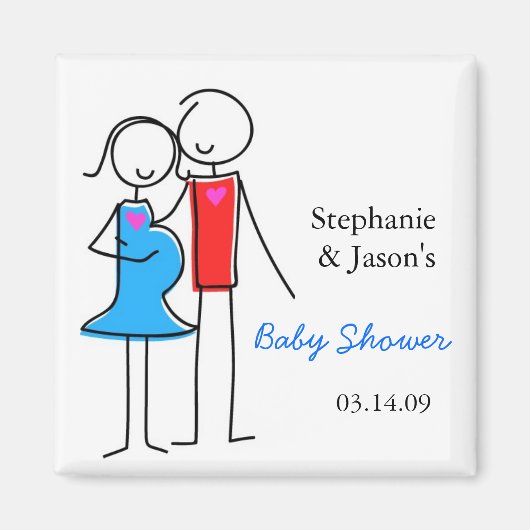 Aimant Baby shower, Garçon (Devant)