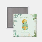 Aimant Baby Shower Garçons Dinosaure Vert Mignon   (Recto/Verso)