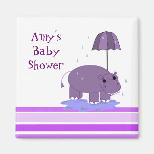 Aimant Baby Shower Hippopotame Violet