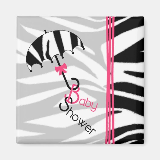 Aimant Baby shower magnétique - Zebra Print Umbrella & Pi (Devant)