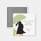 Aimant Baby shower maman enceinte {green} (Recto/Verso)