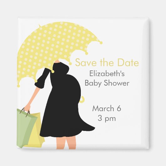 Aimant Baby shower maman enceinte {jaune} (Devant)