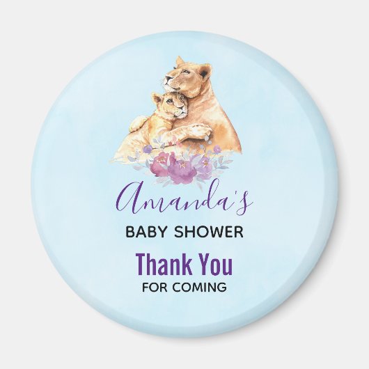 Aimant Baby shower Mère Lion & Cub (Devant)