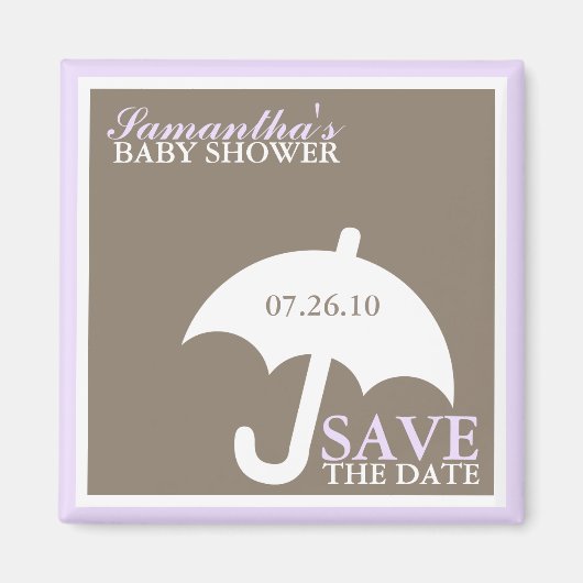 Aimant Baby shower parapluie Lavender (Devant)