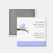 Aimant Baby shower personnalisé tourbillonnant d'oiseaux (Recto/Verso)