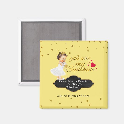 Aimant Baby shower Princesse Enregistrer la date | Mon so (Recto/Verso)