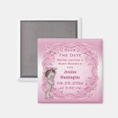 Aimant Baby shower princesse Vintage rose Enregistrer la (Recto/Verso)
