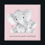 Aimant Baby shower rose éléphant Favoriser l'aimant<br><div class="desc">Aimant Eléphant mignon pour un baby shower de filles. Changez l'arrière - plan en cliquant sur customiser et utilisez notre sélecteur de couleurs!. Objets correspondants disponibles dans notre boutique.</div>