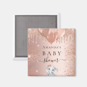 Aimant Baby Shower rose gold glitter elephant balloons (Recto/Verso)