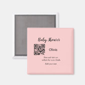Aimant Baby shower rose simple q r code ajouter le texte  (Recto/Verso)