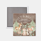 Aimant Baby shower Rustique des animaux de bois Favoriser (Recto/Verso)