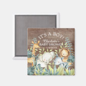 Aimant Baby shower Rustique Jungle Animaux Favoriser l'ai (Recto/Verso)